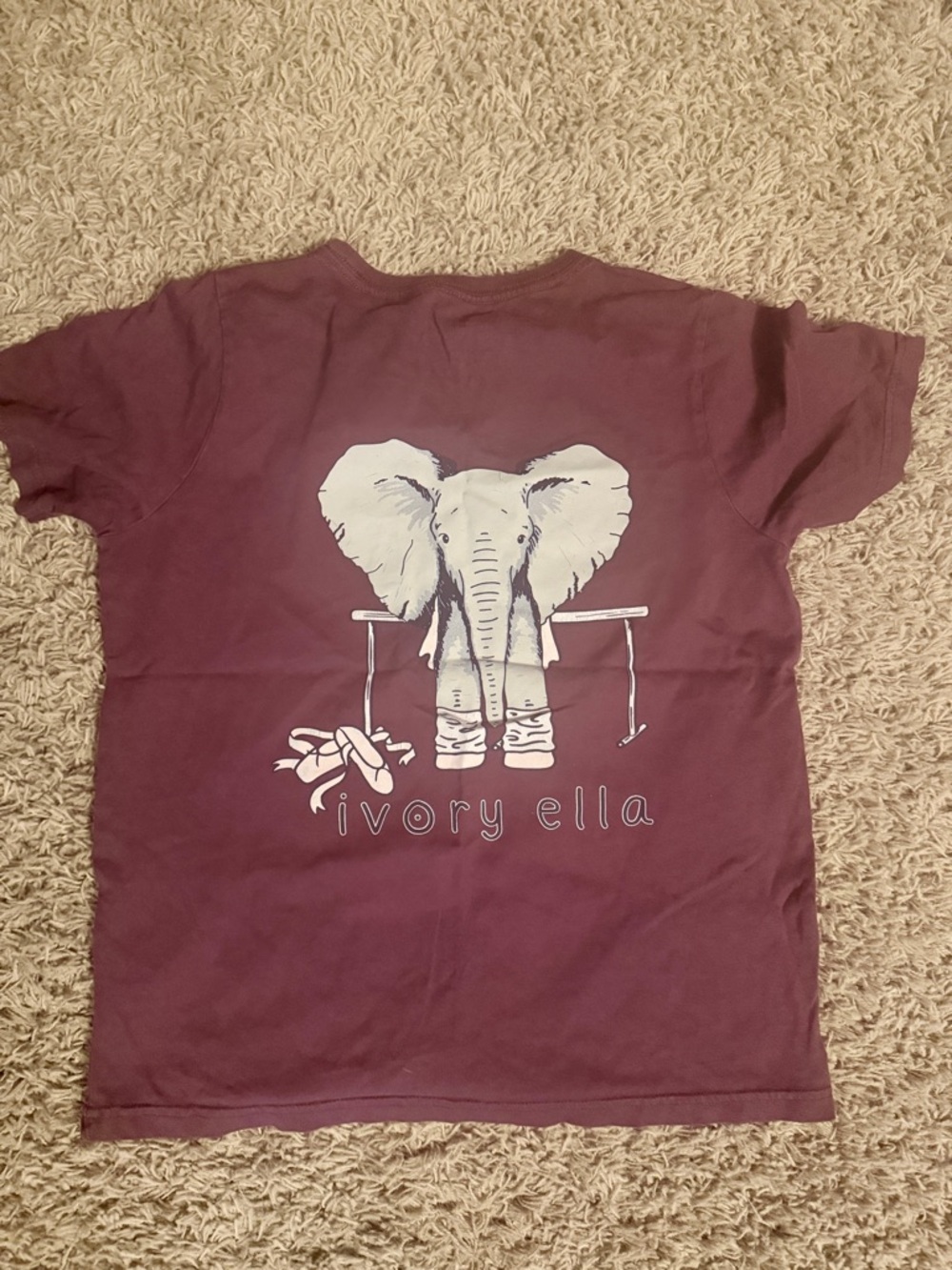 ivory ella Kids Short Sleeve Tee in Burgundy with Cream Elephant